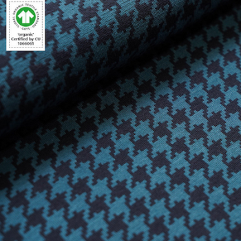 Bio-Jacquard Hahnentritt petrol (GOTS)